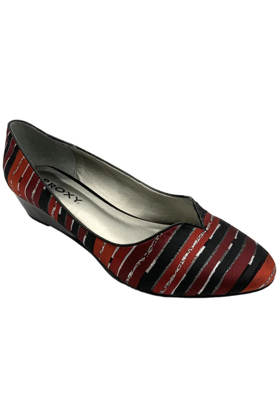 Proxy Women's Emastine Pump Heels Red/Black/Silver/Stripe - Wide